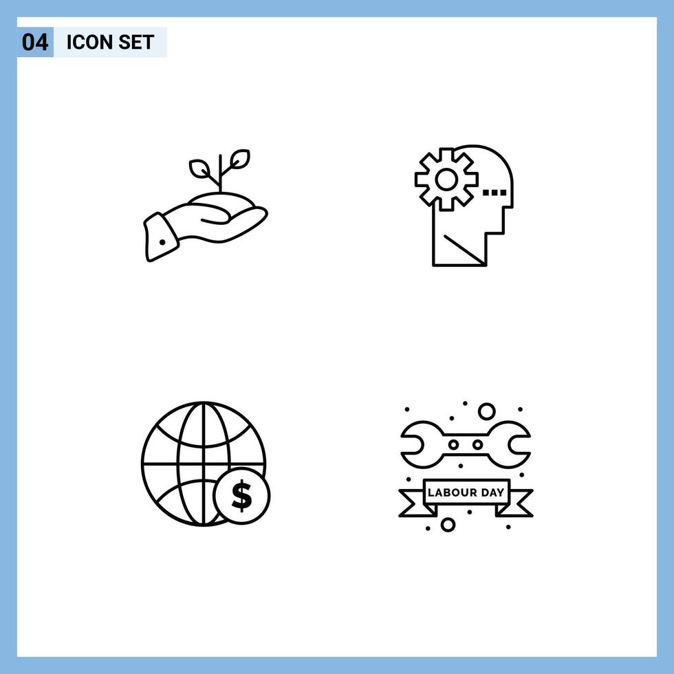 4 Line concept for Websites Mobile and Apps growth learning finance payment world Editable Vector Design Elements