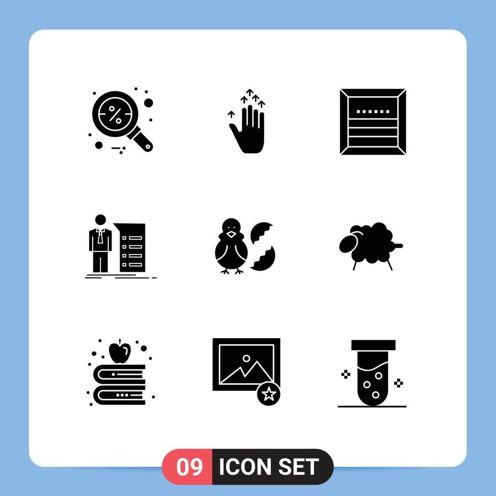 Modern Set of 9 Solid Glyphs and symbols such as egg meeting cargo graph business Editable Vector Design Elements