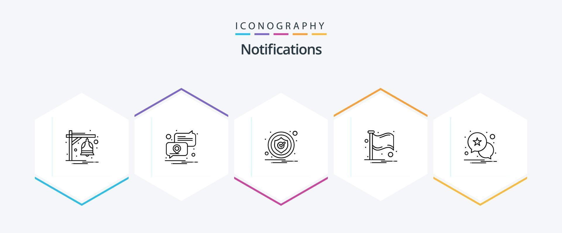 Notifications 25 Line icon pack including star. place. alert. notification. country vector