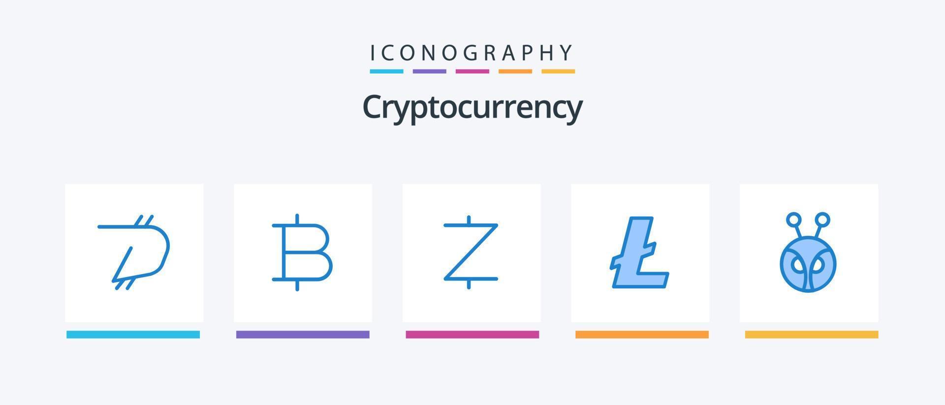 paquete de iconos de criptomoneda azul 5 que incluye criptografía. hormigas moneda. dinero. criptomoneda diseño de iconos creativos vector