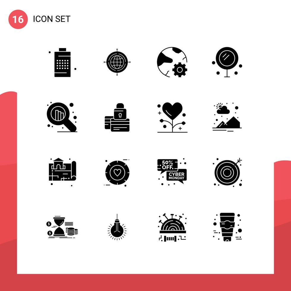 Mobile Interface Solid Glyph Set of 16 Pictograms of wedding heart connected cosmetics network Editable Vector Design Elements