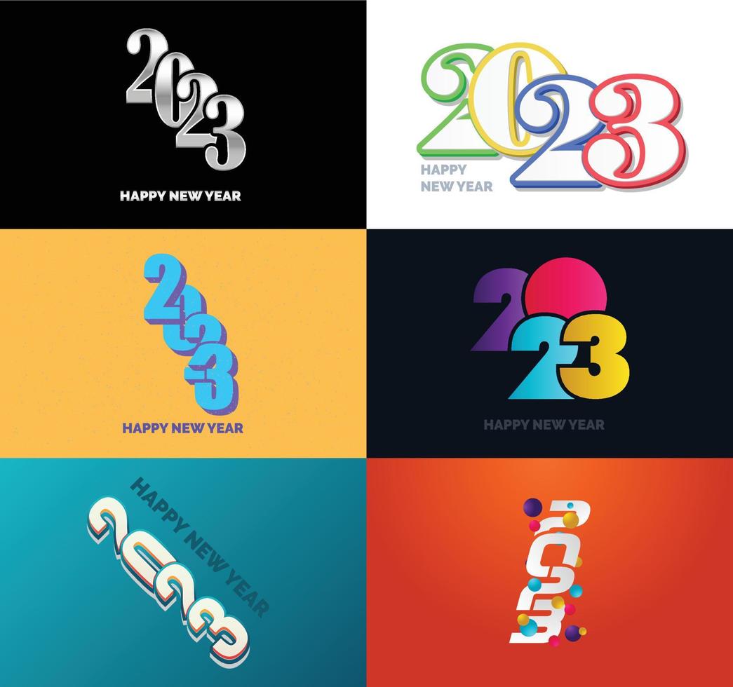 Big Collection of 2023 Happy New Year symbols Cover of business diary for 2023 with wishes vector