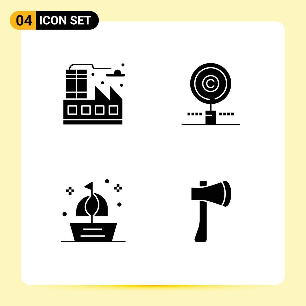 Universal Icon Symbols Group of 4 Modern Solid Glyphs of city ocean content owner ship Editable Vector Design Elements