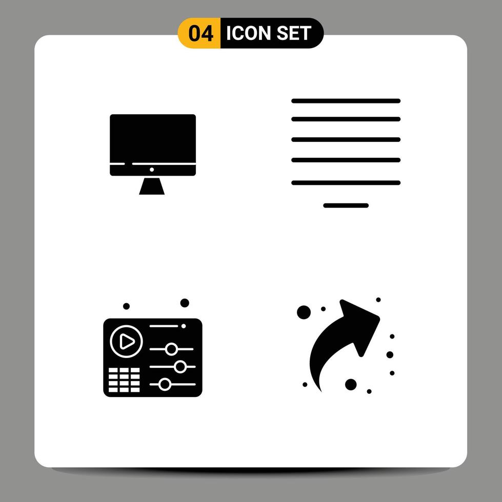 4 iconos creativos signos y símbolos modernos de hardware de música de computadora flecha de texto elementos de diseño vectorial editables vector