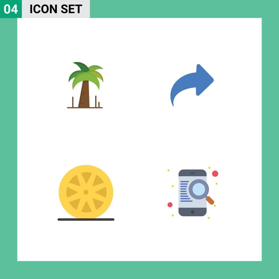 conjunto de 4 iconos planos vectoriales en la cuadrícula para la flecha saludable de la palma hacia adelante encontrar elementos de diseño vectorial editables vector