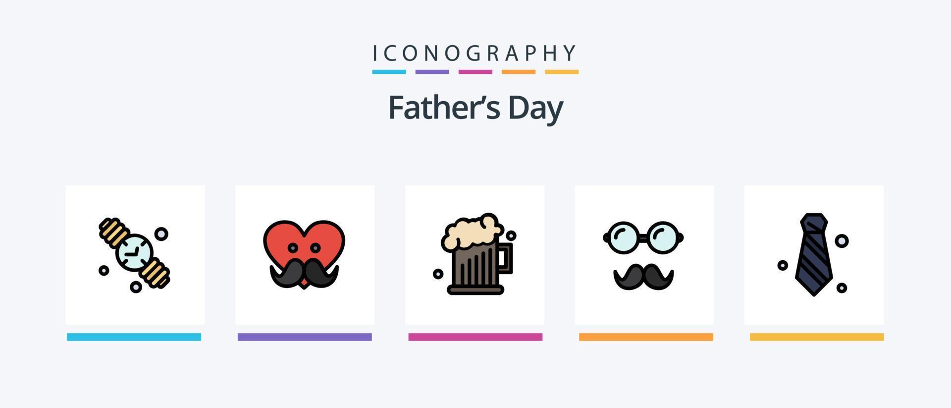 Fathers Day Line Filled 5 Icon Pack Including coffee. fathers day. label. father. fathers day. Creative Icons Design vector