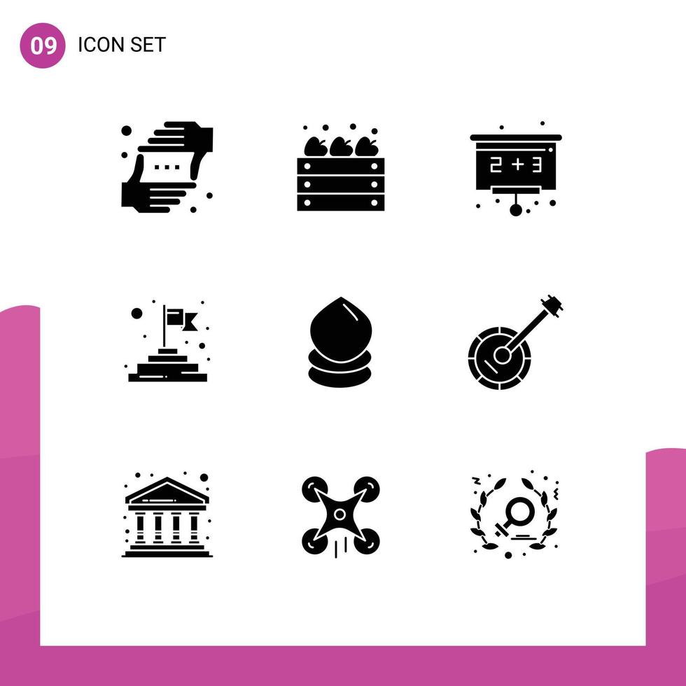 Modern Set of 9 Solid Glyphs and symbols such as ecology drop farming success finish Editable Vector Design Elements