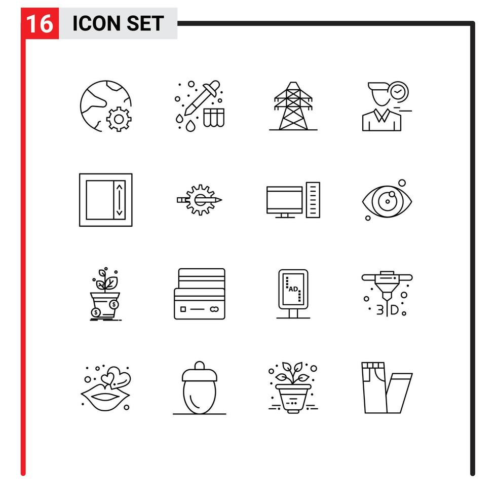 16 Outline concept for Websites Mobile and Apps field user electrical male time Editable Vector Design Elements