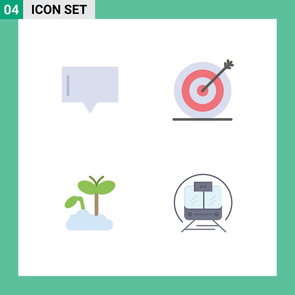 Set of 4 Vector Flat Icons on Grid for bubble maturity creative target speed train Editable Vector Design Elements