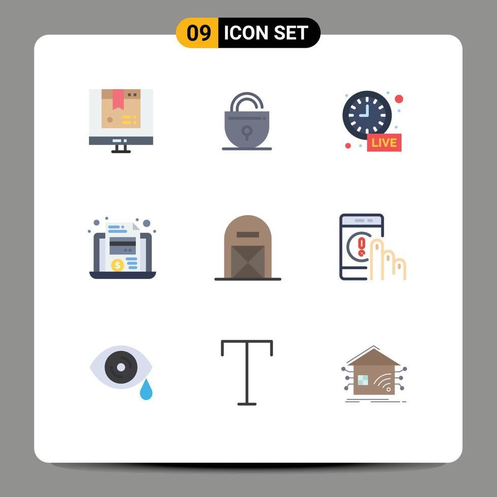 Group of 9 Modern Flat Colors Set for agriculture file internet economy live update Editable Vector Design Elements