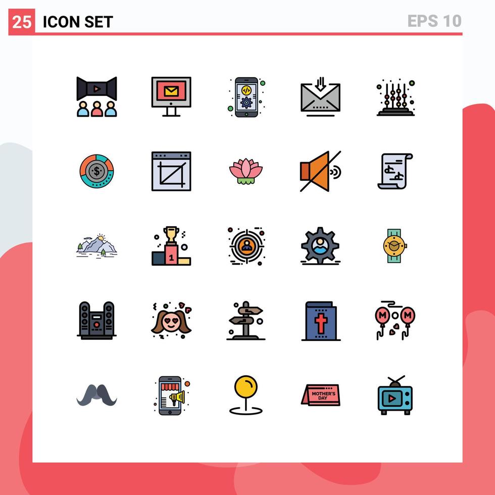 Set of 25 Modern UI Icons Symbols Signs for kids learning retrieve app letter download Editable Vector Design Elements