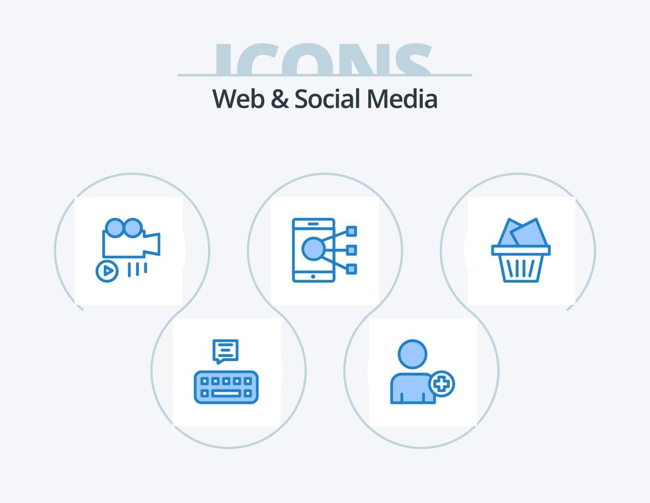 Web And Social Media Blue Icon Pack 5 Icon Design. . mail. video. cart. phone vector