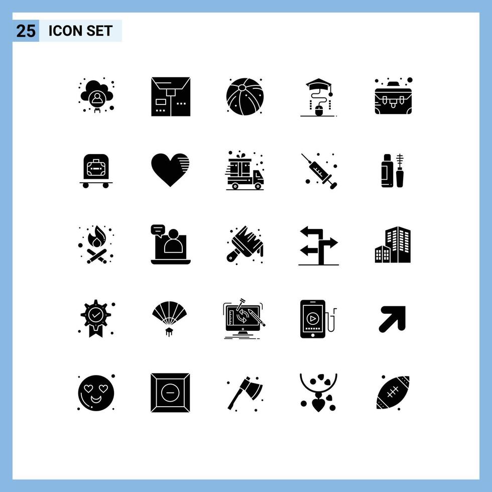 paquete de iconos de vector de stock de 25 signos y símbolos de línea para elementos de diseño de vector editables en línea de negocio de playa de caso de hotel