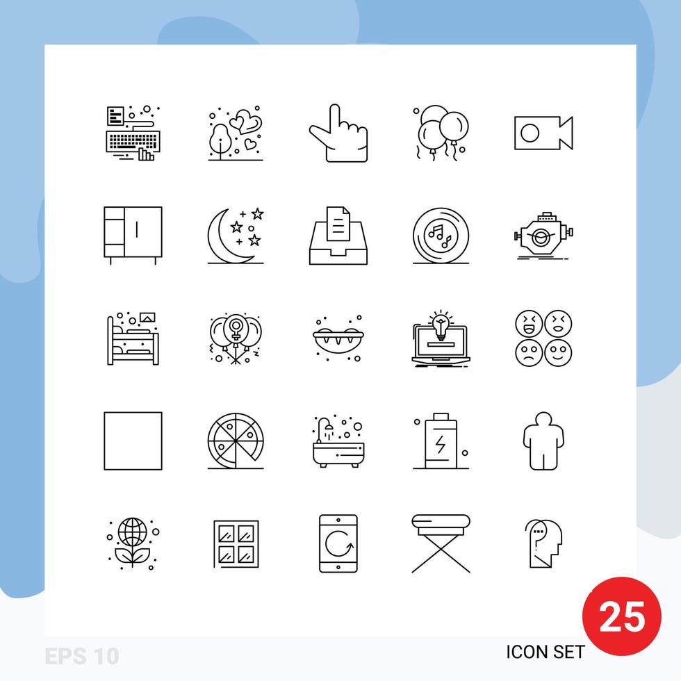 Pack of 25 creative Lines of furniture record pinch cam father Editable Vector Design Elements