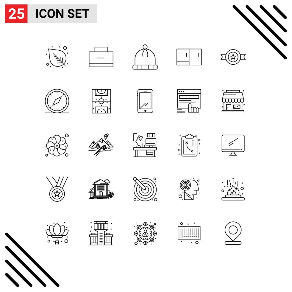 Group of 25 Modern Lines Set for star belt knitted award furniture Editable Vector Design Elements