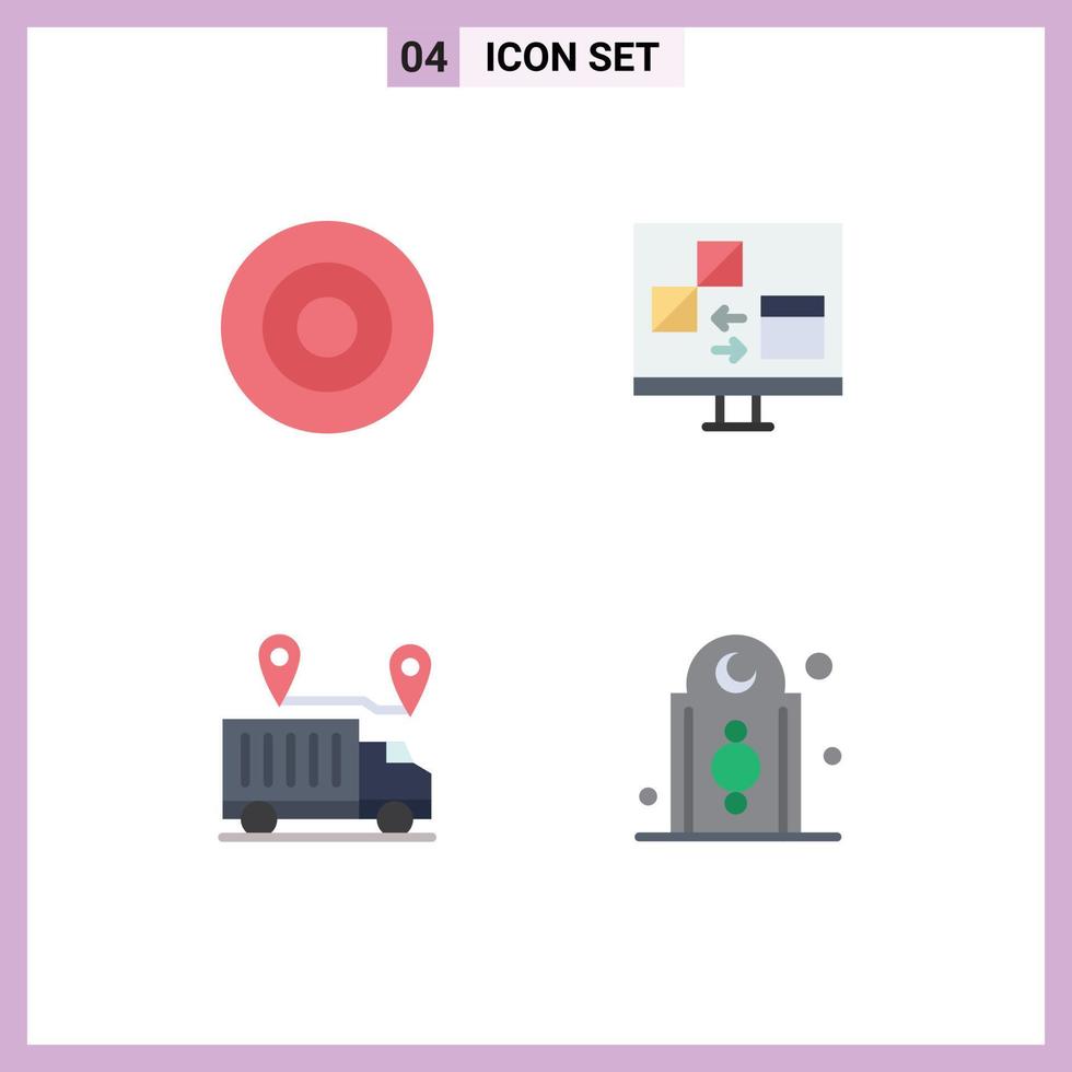 4 paquete de iconos planos de interfaz de usuario de signos y símbolos modernos de símbolos de entrega de oro transporte informático elementos de diseño vectorial editables vector
