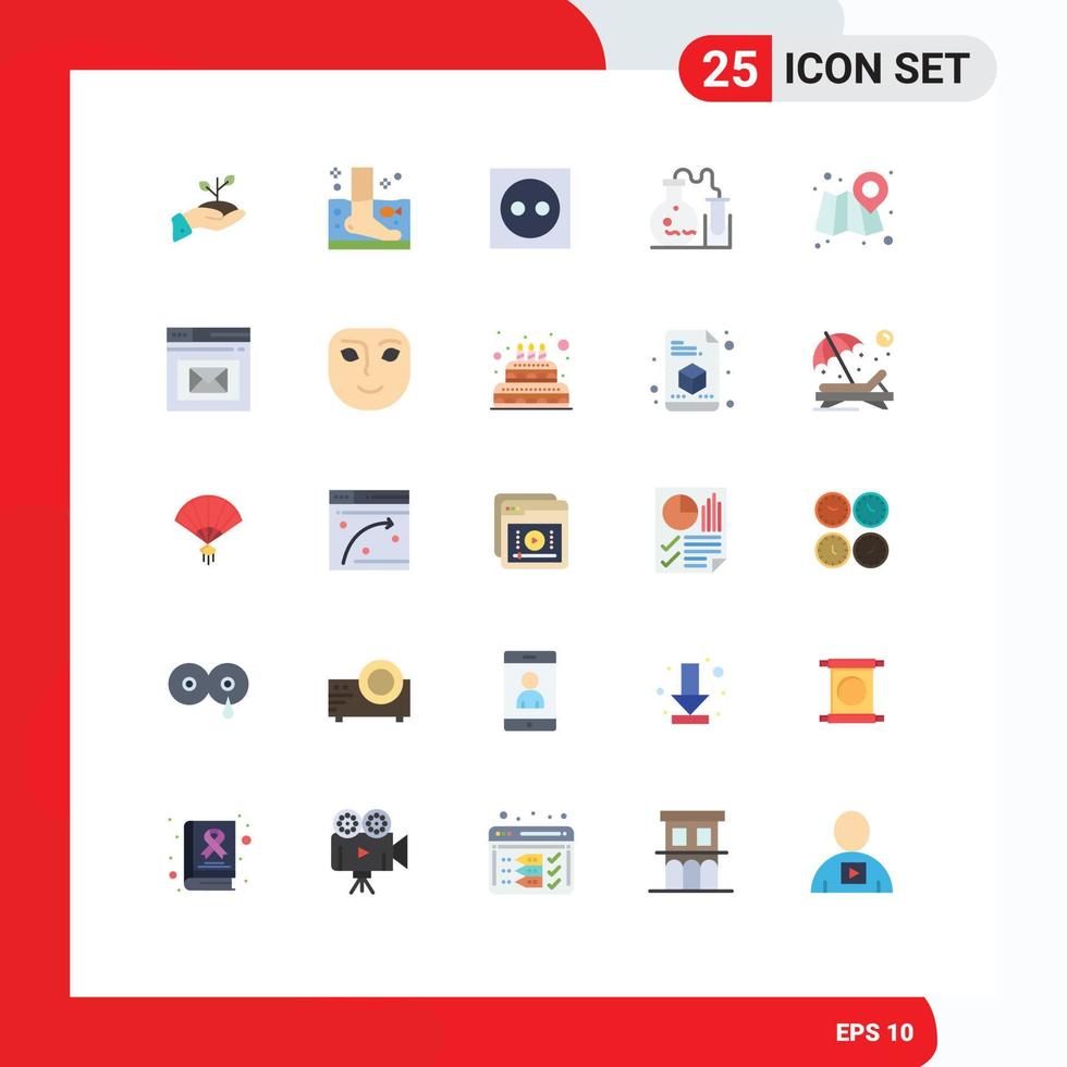 Pictogram Set of 25 Simple Flat Colors of tube light relaxation electricity apartment Editable Vector Design Elements