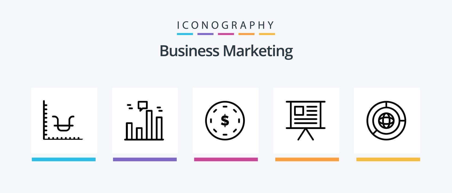 paquete de iconos de la línea 5 de marketing empresarial, incluido el corporativo. bolsa. Estadísticas. dinero. diseño de iconos creativos vector