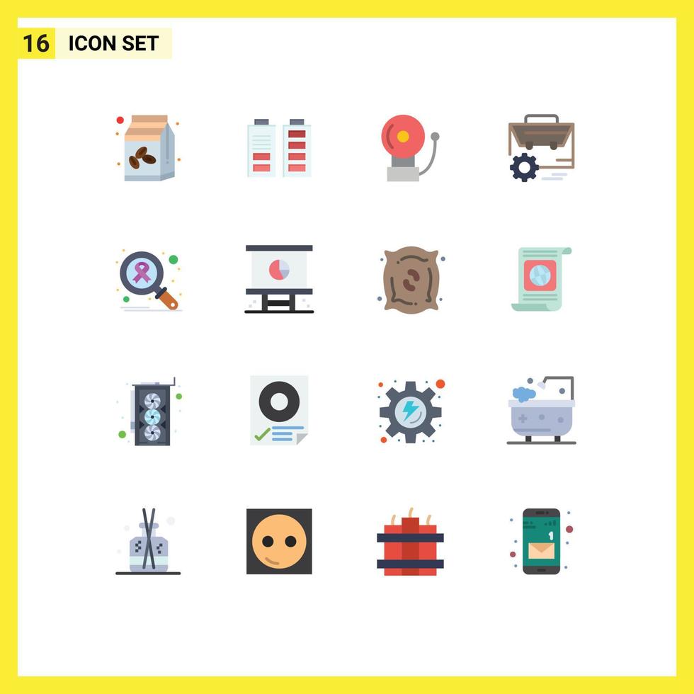 16 Thematic Vector Flat Colors and Editable Symbols of infection manufacturing alarm engineer gear Editable Pack of Creative Vector Design Elements