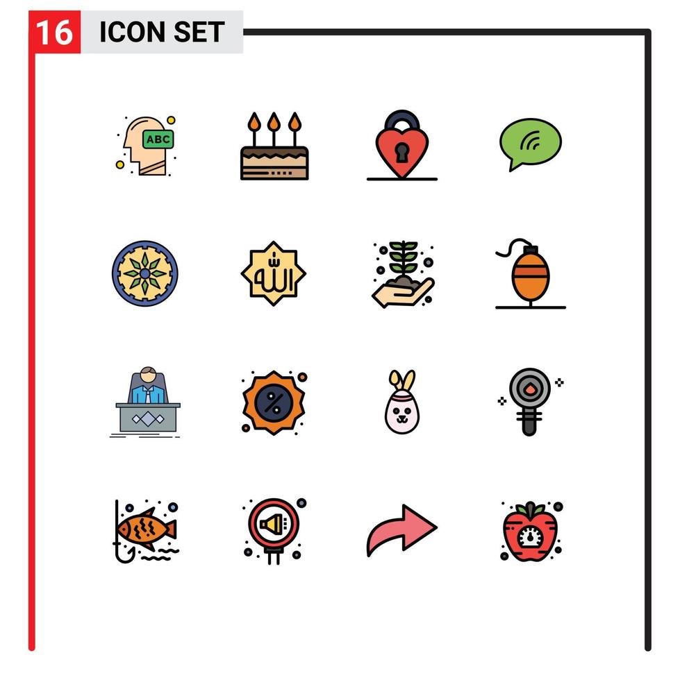 Set of 16 Modern UI Icons Symbols Signs for circle chating holiday chat private Editable Creative Vector Design Elements