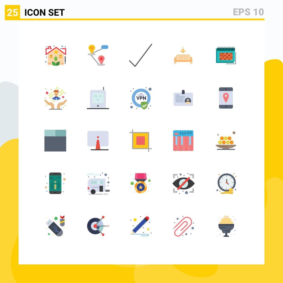 User Interface Pack of 25 Basic Flat Colors of event business complete calendar lump Editable Vector Design Elements