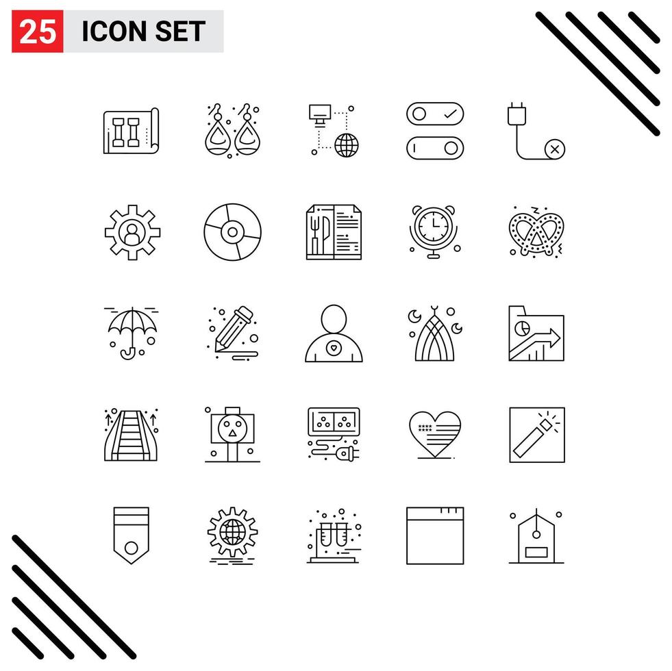 Modern Set of 25 Lines and symbols such as devices computers internet toggle control Editable Vector Design Elements
