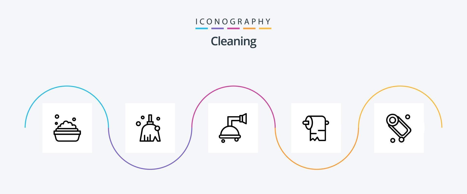 paquete de iconos de la línea de limpieza 5 que incluye . limpieza. limpio. baño. tejido vector