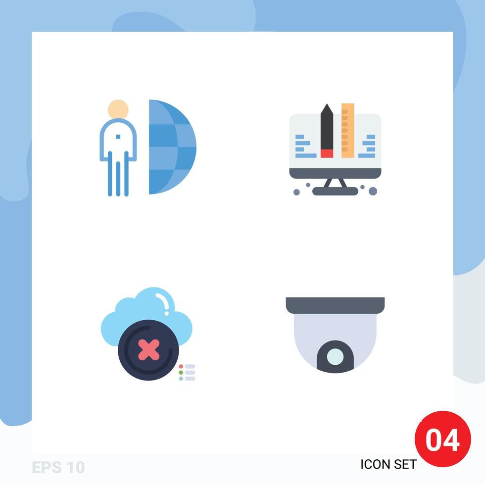 Modern Set of 4 Flat Icons Pictograph of freelance cloud person development close Editable Vector Design Elements