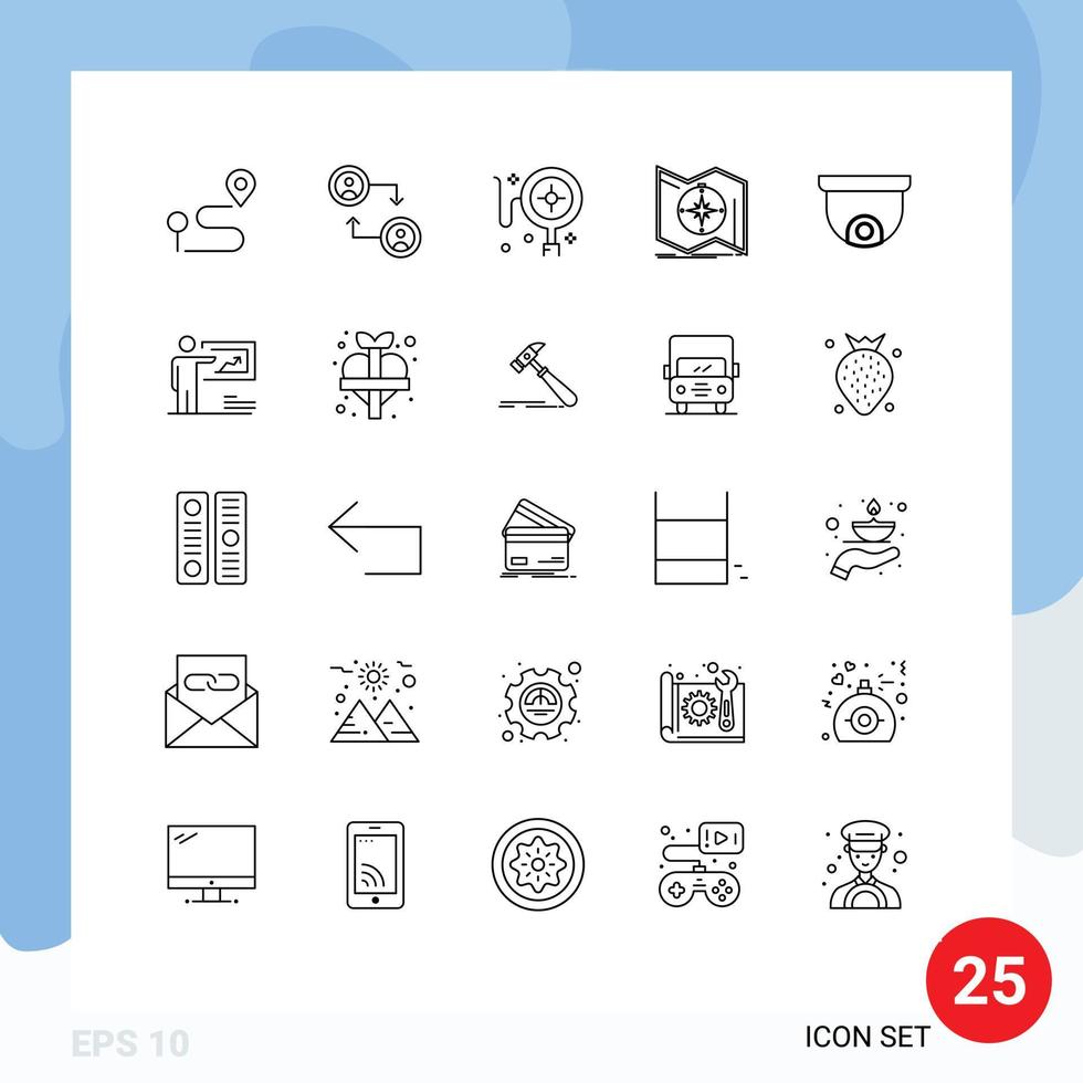 25 Creative Icons Modern Signs and Symbols of planning camera shopping navigation map Editable Vector Design Elements
