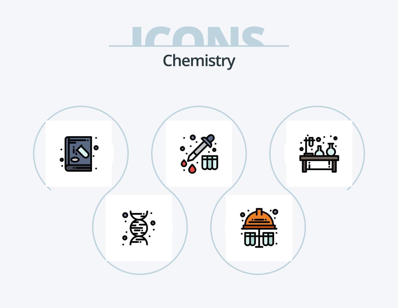 Chemistry Line Filled Icon Pack 5 Icon Design. fan. year. drum. new. china vector