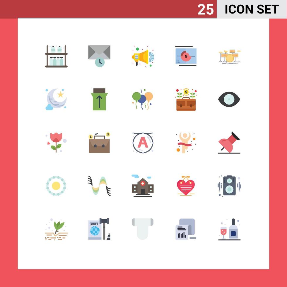 Set of 25 Modern UI Icons Symbols Signs for instrument drum promotion premiere numbers Editable Vector Design Elements