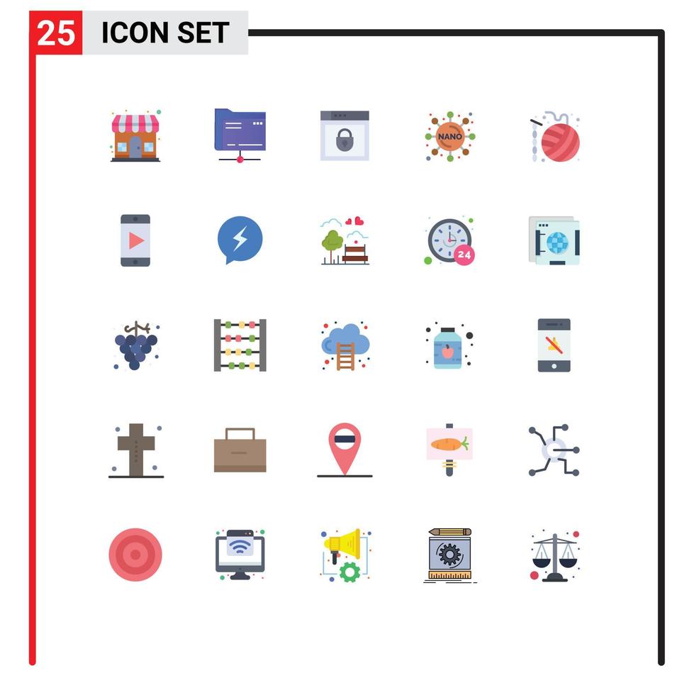 25 Universal Flat Color Signs Symbols of crafts formula storage experiment web security Editable Vector Design Elements
