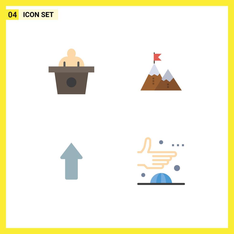 Editable Vector Line Pack of 4 Simple Flat Icons of conference peak success goal arrows Editable Vector Design Elements