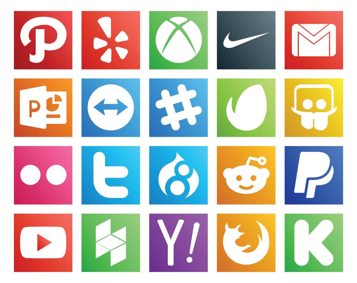 20 Social Media Icon Pack Including reddit tweet teamviewer twitter slideshare vector