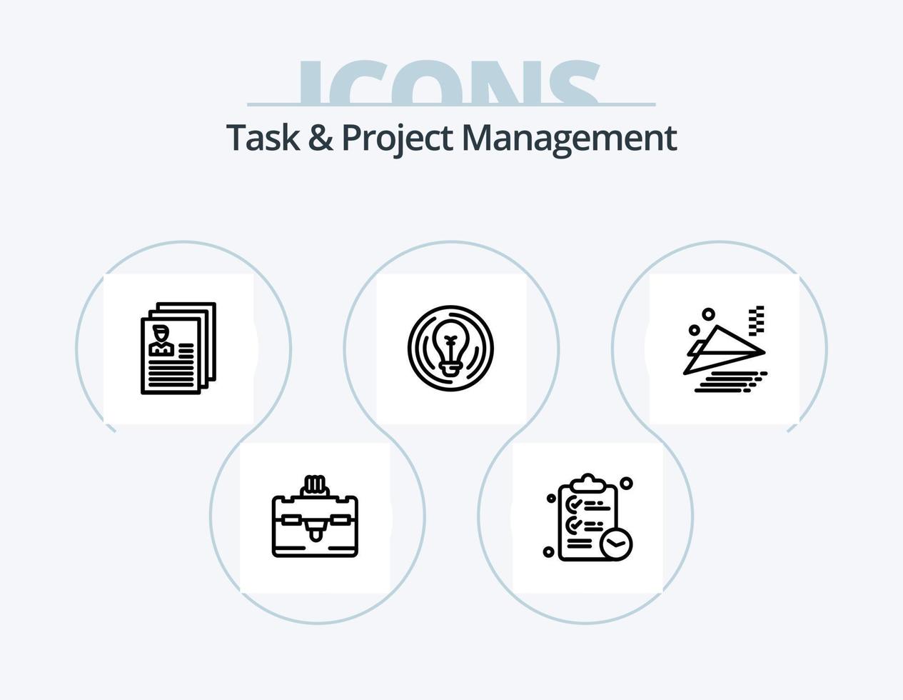 Task And Project Management Line Icon Pack 5 Icon Design. projector. graph. laptop. chart. projector vector