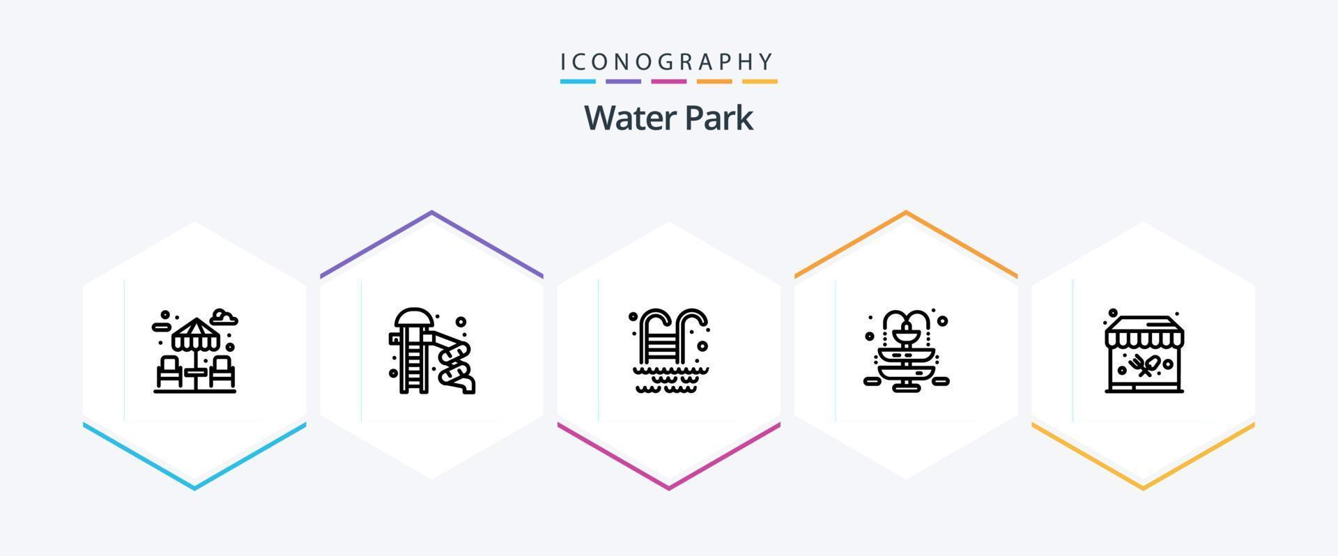 Water Park 25 Line icon pack including . garden. water. park. park vector