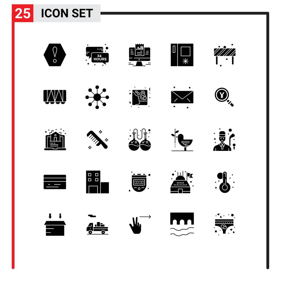 paquete de iconos vectoriales de stock de 25 señales de línea y símbolos para la presentación de atención en carretera uno al lado del otro elementos de diseño vectorial editables de nevera vector