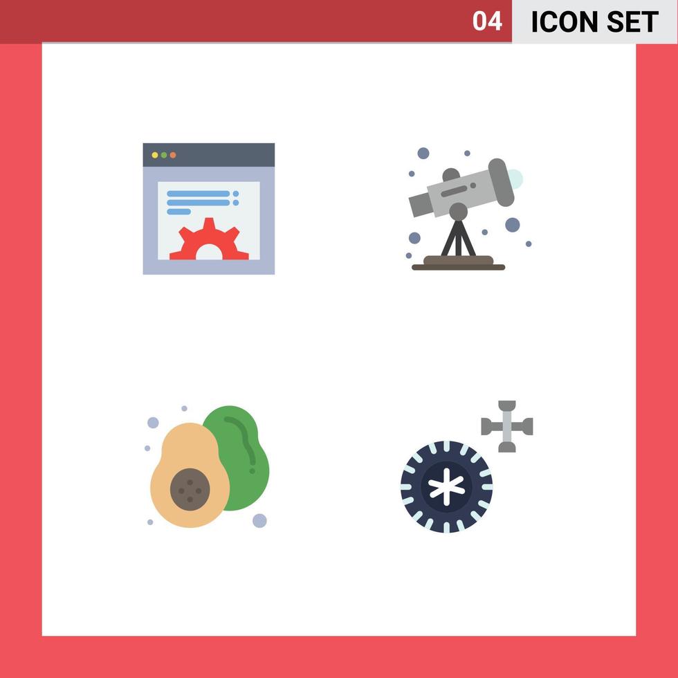 Universal Icon Symbols Group of 4 Modern Flat Icons of design healthy food astronomy food service Editable Vector Design Elements