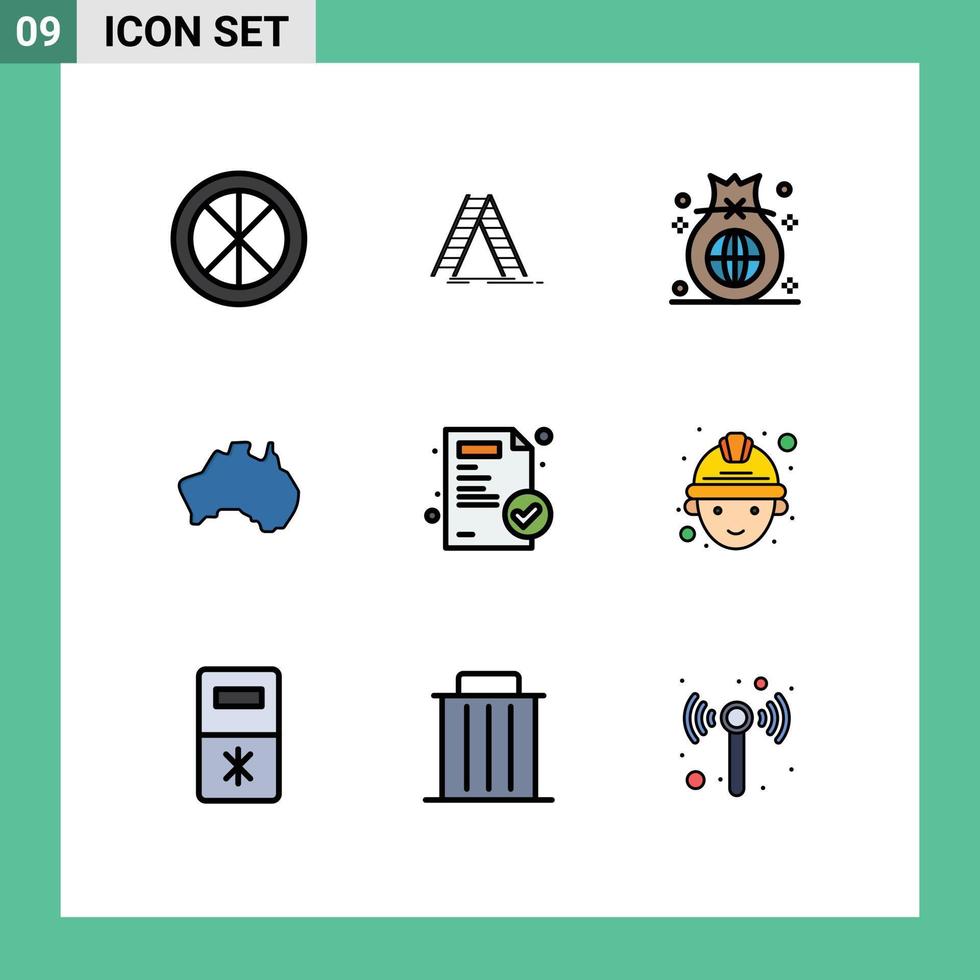 9 iconos creativos signos y símbolos modernos de reparación de países de mapas elementos de diseño de vectores editables globales australianos