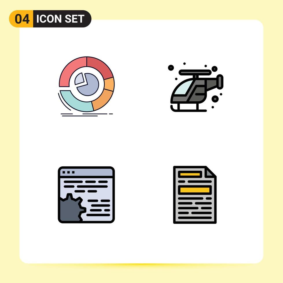 4 iconos creativos signos y símbolos modernos de análisis api diagrama cog rápido elementos de diseño vectorial editables vector