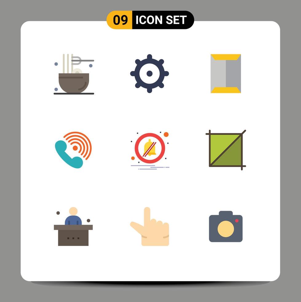 Modern Set of 9 Flat Colors Pictograph of alarm ring rack receiver call Editable Vector Design Elements
