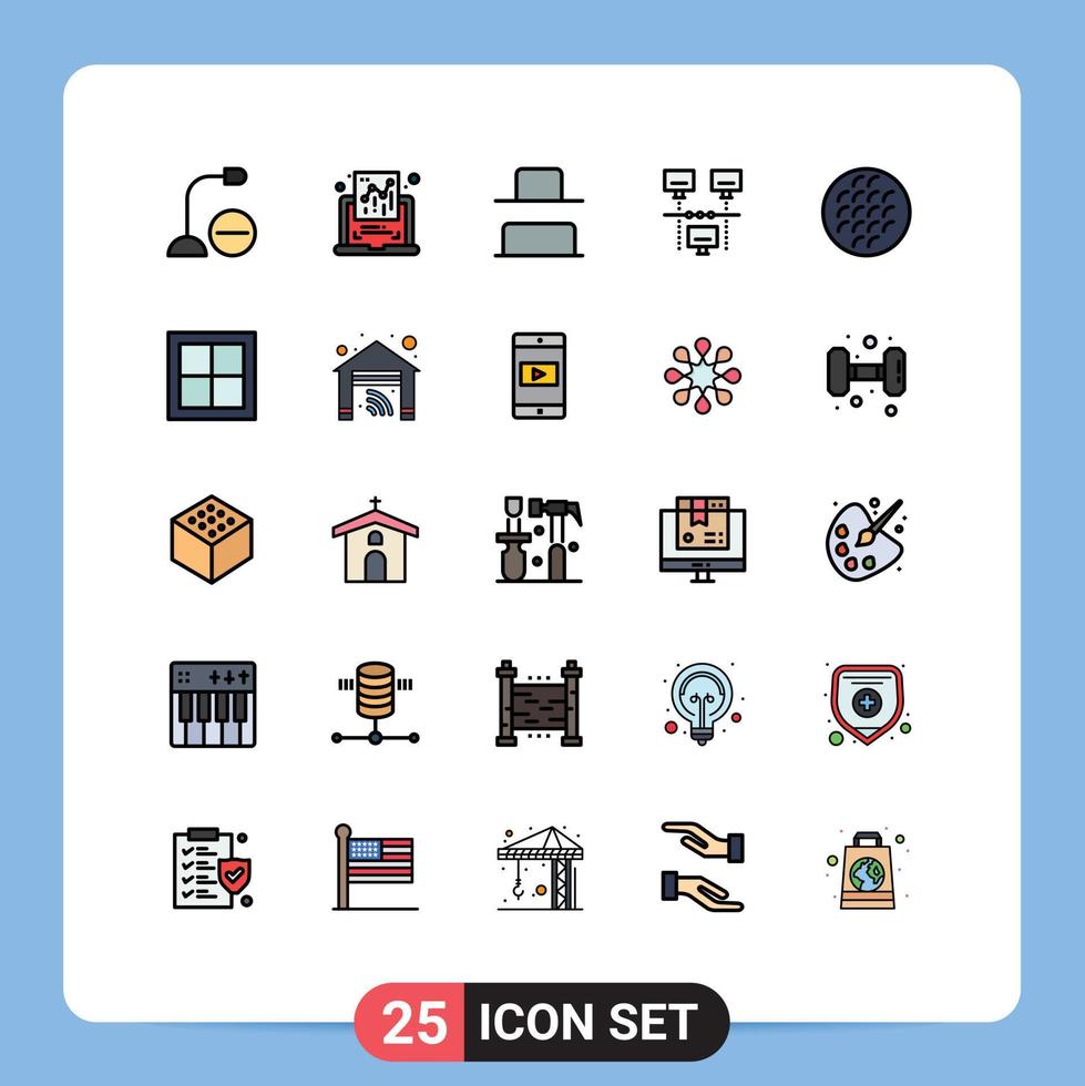 25 User Interface Filled line Flat Color Pack of modern Signs and Symbols of belgian technology report sharing connection Editable Vector Design Elements