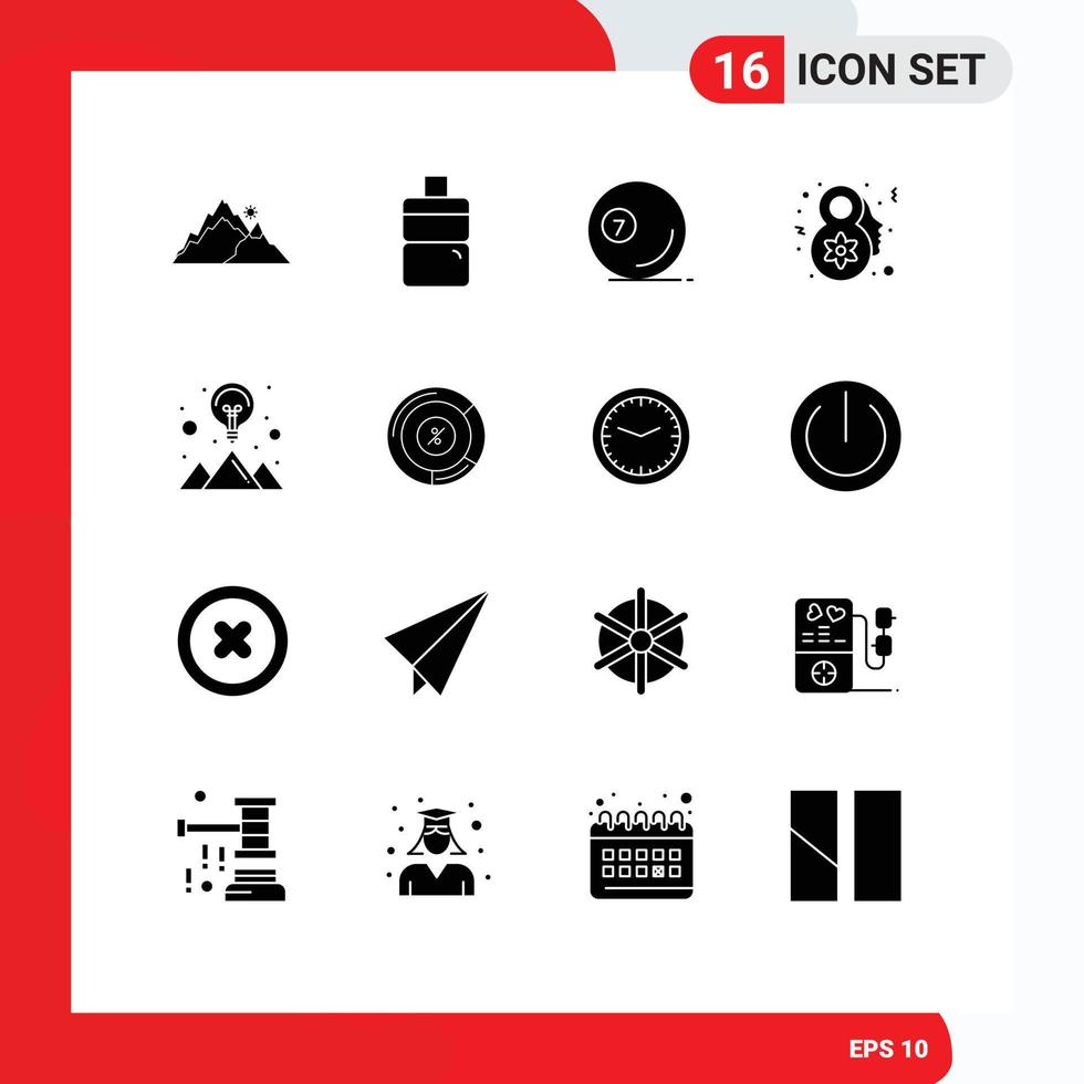 Set of 16 Modern UI Icons Symbols Signs for mountain creative snooker celebrate eight march Editable Vector Design Elements