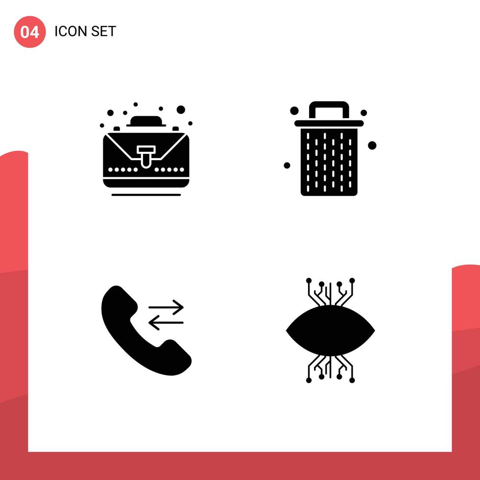 paquete de iconos de vector de stock de 4 signos y símbolos de línea para elementos de diseño de vector editables de infraestructura de eliminación de bolsa de llamadas comerciales