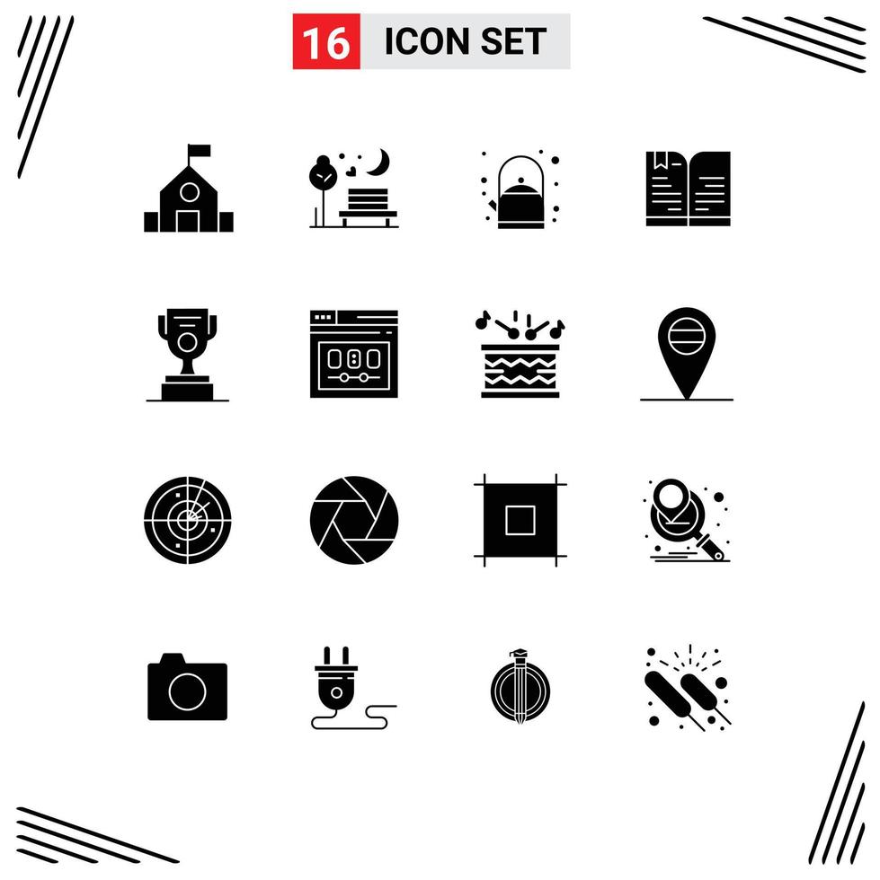 16 User Interface Solid Glyph Pack of modern Signs and Symbols of worker note park education back to school Editable Vector Design Elements