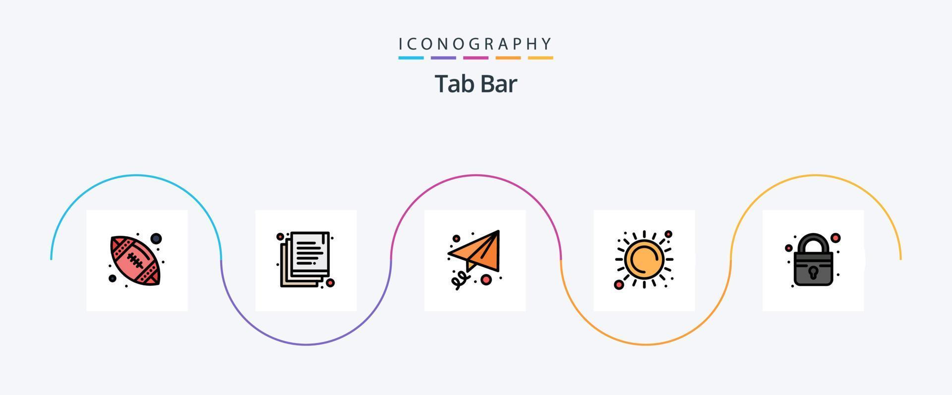 Tab Bar Line Filled Flat 5 Icon Pack Including . secure. send. lock. heat vector