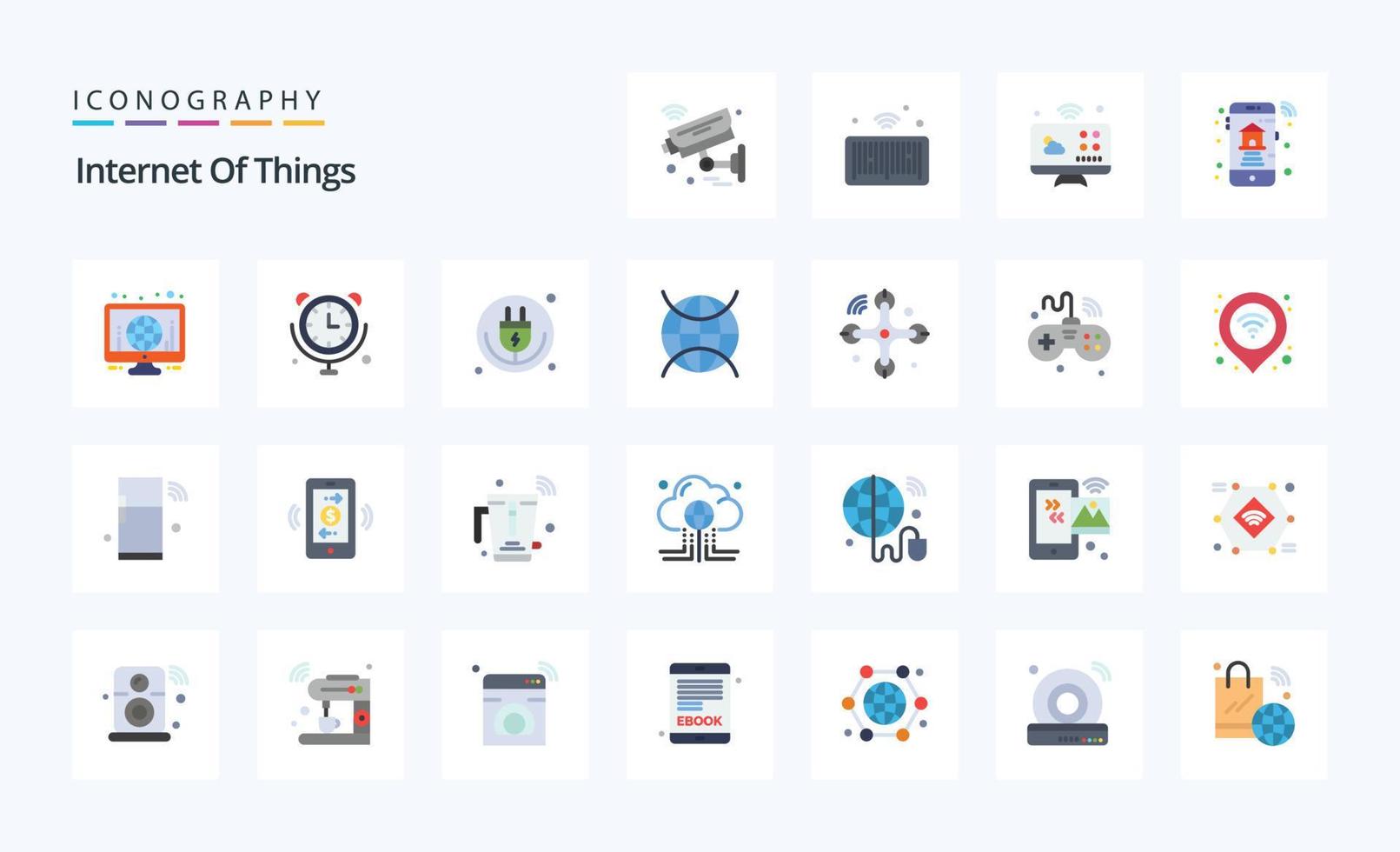 25 Internet Of Things Flat color icon pack vector