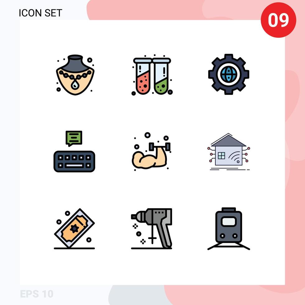 9 Creative Icons Modern Signs and Symbols of sport dumbbell cogwheel mail keyboard Editable Vector Design Elements