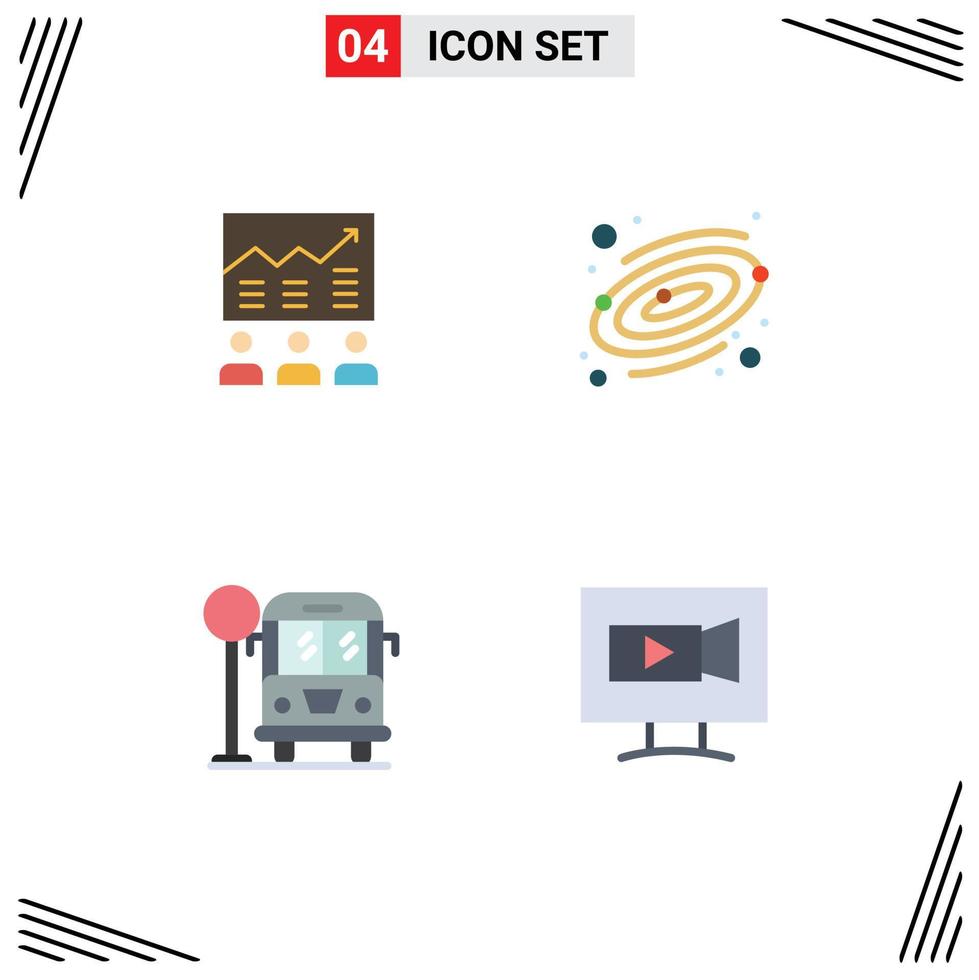 Pictogram Set of 4 Simple Flat Icons of team space chart success life Editable Vector Design Elements