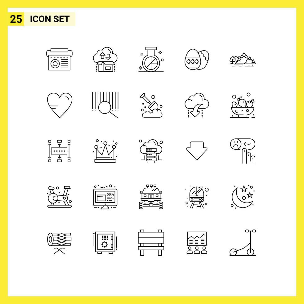 25 iconos creativos signos y símbolos modernos de vacaciones flecha de huevo optimización de huevos de pascua elementos de diseño vectorial editables vector